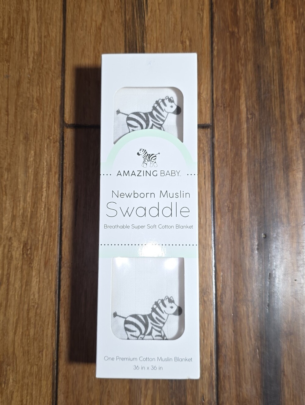 Amazing Baby Newborn Muslin Swaddle 36 X 36 Zebra White